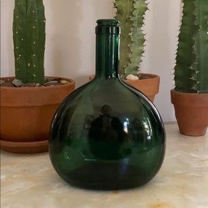 8” Emerald Green Glass Decor Bottle